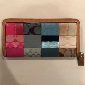 Patchwork Zippered Coach Wallet
